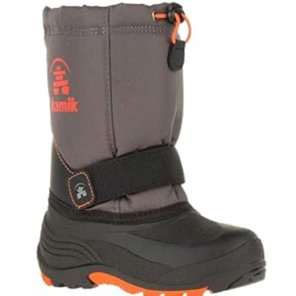 Size 6 Youth Kamik Kids Gray and Orange Snow Boots